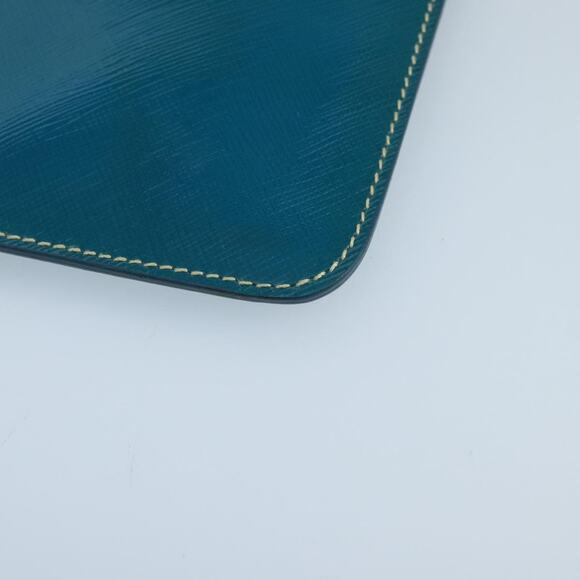 PRADA Shoulder Bag Safiano Leather Turquoise Blue Gold - Picture 8 of 9